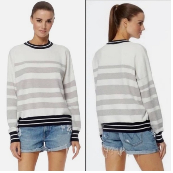 360 Cashmere Striped Crew Neck Sweater Size‎ Medium - Picture 1 of 7